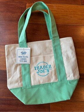 Trader Joe's Limited Edition Pastel Mint Canvas Tote Bag New